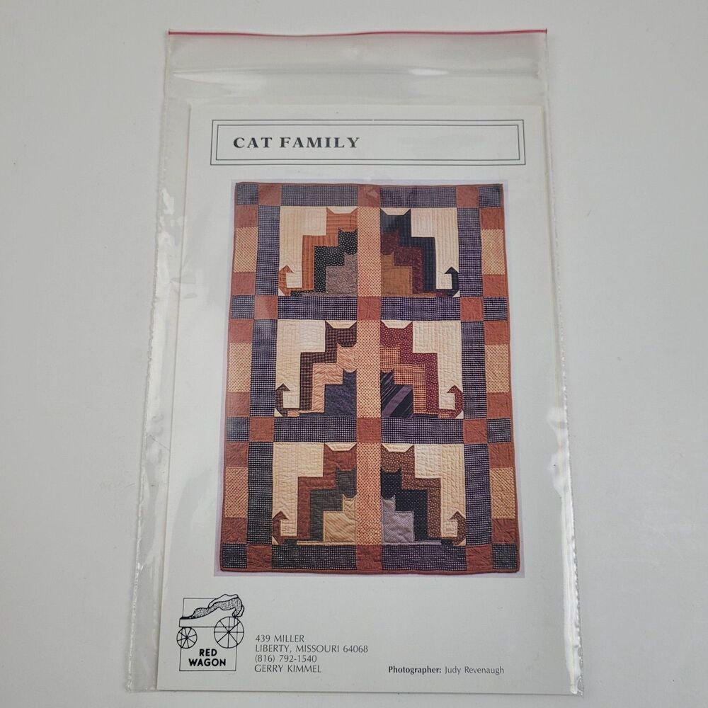 CAT FAMILY Quilt Pillow Pattern Red Wagon 1988 Linda Brannock